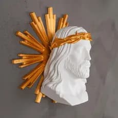 Estátua Busto de Jesus Cristo Branco Decoração Religiosa 3D