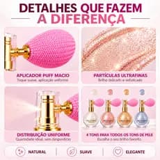 Spray para iluminador com Airbag em pó glitter Alta Brilho, para maquiagem facial e corpo