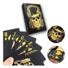 Baralho Skull Caveira Preto Dourado 54 Cartas Truco Poker Luxo Premium