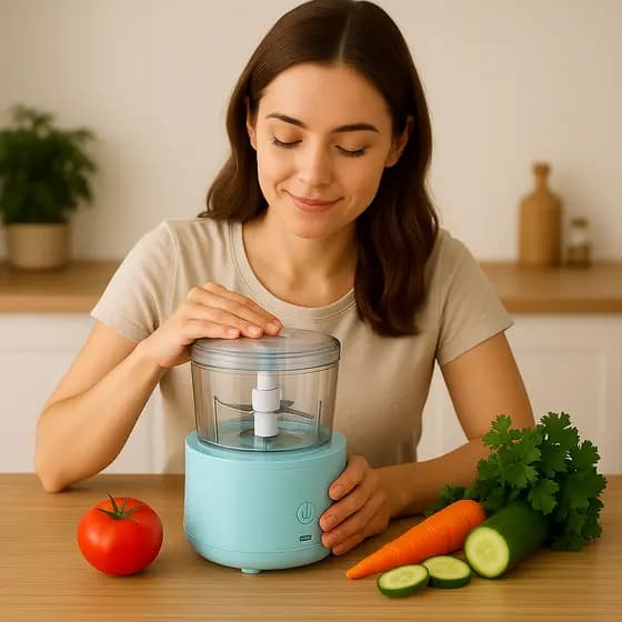Mini Processador e Triturador Elétrico Recarregável Portátil para Alimentos, Temperos, Legumes e Alho