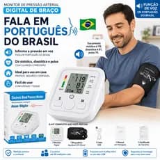 Medidor Pressão Arterial Digital Braço Função Voz Português