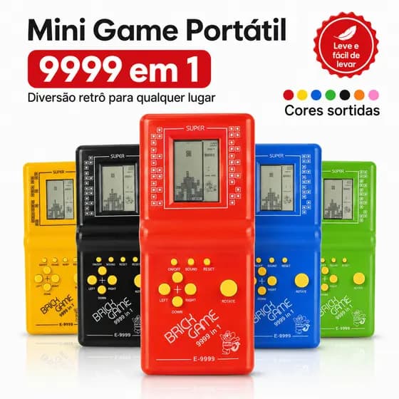 Mini Game Portátil Brick Game 9999 em 1 Retrô Tetris