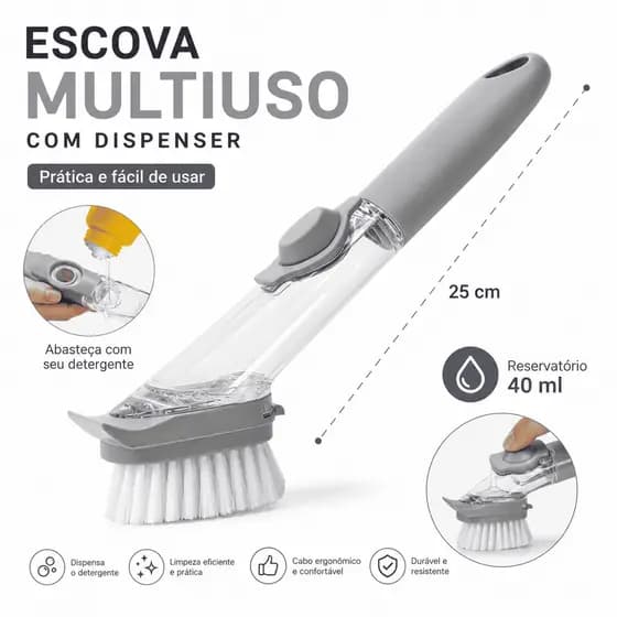Escova Multiuso com Dispenser 40ml para Facilitar o seu Dia