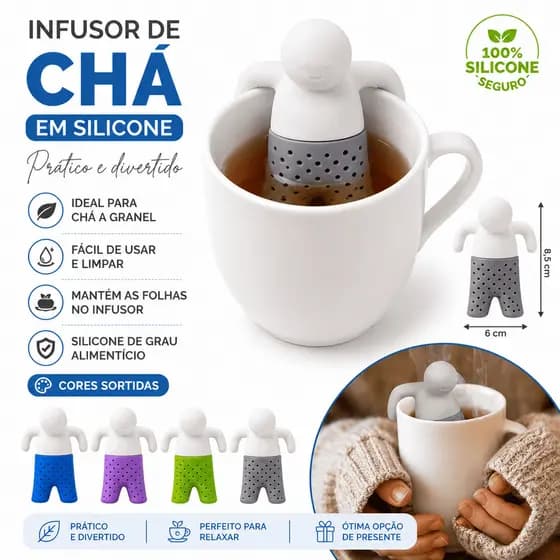 Infusor de Chá em Silicone Tea Bonequinho Cores Sortidas