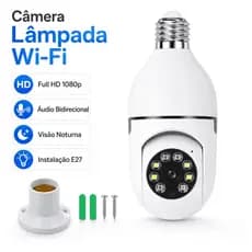 Câmera Lâmpada Wi-Fi 360° Smart HD Visão Noturna Áudio Monitoramento pelo Celular