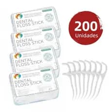 200 Unidades de Fio Dental Com Haste,Limpador Dental Descartável Com Estojo De Viagem, Higiene Bucal
