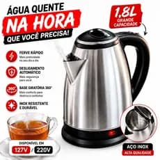 CHALEIRA ELÉTRICA INOX 1,8L 127V ou 220V Com Base Giratória - PRATA OU VERMELHA