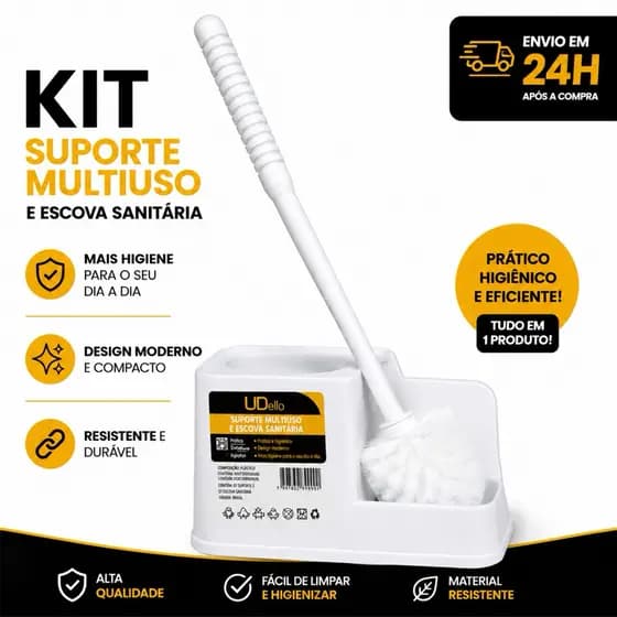KIT ESCOVA SANITÁRIA Com Suporte Pra Limpeza Vaso Sanitário ENTREGA RÁPIDA