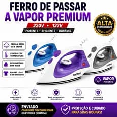 FERRO DE PASSAR ROUPA A Vapor Premium  ou À SECO Soft 220V ou 127V 1500W Com Led Indicativo