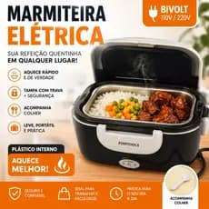 MARMITA ELÉTRICA BIVOLT 1.5L Automática Esquenta Comida Rápido I CONJUNTO TALHERES 12 PEÇAS INOX