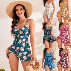 Maiô feminino 24, estilo esportivo, maiô de duas peças com saia, tankini de cintura alta