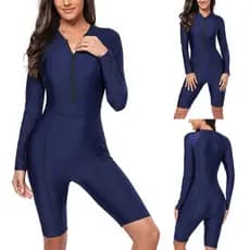 2026 Novo Maiô de Manga Longa com Zíper em Cor Sólida, Design Modesto, Roupa de Surf para Cobertura do Corpo