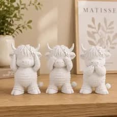 Kit Mini 3 Bois Sábios Decorativos Minimalista Enfeite Mesa Decoração Moderna Sala Quarto Escritório