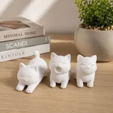 Kit 3 Gatos Decorativos Minimalistas com Textura | Trio Gatinhos  Fofos Modernos para Decoração Casa