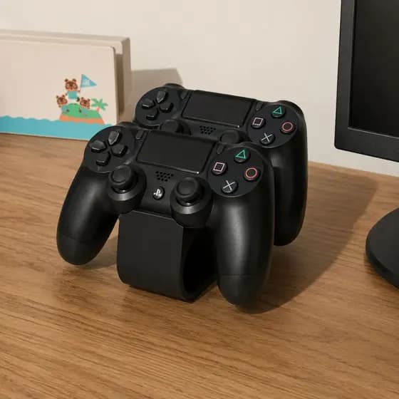 Suporte Duplo para Controle PS4 | Organizador Gamer Compacto Mesa Setup  Porta Joystick Play Moderno
