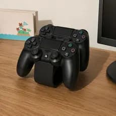 Suporte Duplo para Controle PS4 | Organizador Gamer Compacto Mesa Setup  Porta Joystick Play Moderno