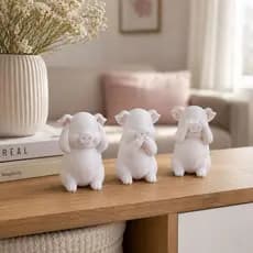 Três Porquinhos Sábios Fofos Decorativos Enfeite de Mesa Decoração Moderna Sala Quarto Trio Lindinho