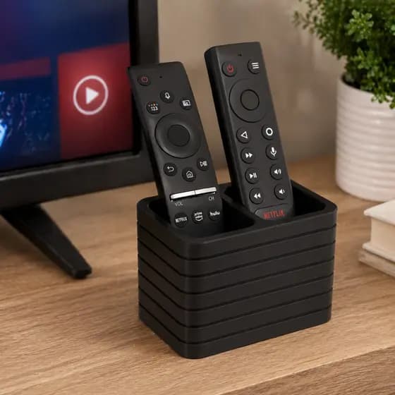 Suporte Organizador para Controles Remotos Duplo | Porta Controle Moderno Mesa Sala Compacto Premium