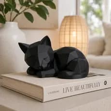Gatinho Low Poly Dormindo Decorativo Moderno Minimalista Escultura Gato Geométrico Decoração Elegant