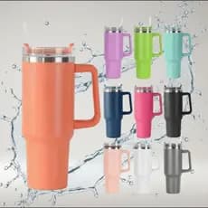 Copo Térmico com Alça e Canudo 1200ML Inox Portátil Bebidas Quentes e Frias Alta Durabilidade