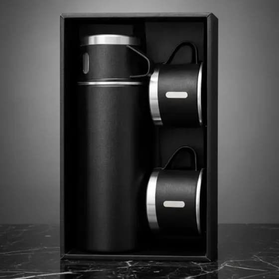 Kit Garrafa Térmica com 2 Xícaras Garrafa Térmica Portátil para Café Chá Viagem Ideal para Presente