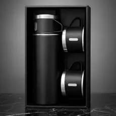 Kit Garrafa Térmica com 2 Xícaras Garrafa Térmica Portátil para Café Chá Viagem Ideal para Presente