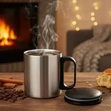 Caneca Térmica Inox com Tampa Caneca Térmica para Café Bebidas Quentes e Geladas Resistente 180ML