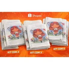 kit Pano de Prato 2,3, e 5 Decorado – Menina na Bicicleta com Flores 🌷🚲
