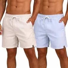 2 Shorts Linho Fio Tinto Masculino Kit Mauricinho Casual Moda Praia