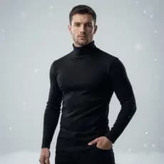 Camisa Cacharrel Masculina Manga Longa Blusa Canelada Gola Alta Inverno