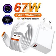 Carregador Turbo 67W Fonte e Cabo Tipo C 6A Carga Ultra Rápida Compatível Com Xiaomi
