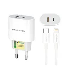 Carregador iPhone Turbo 50W Completo Fonte + Cabo 2 Entradas USB e USB C Carregamento Super Rapido