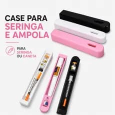 Estojo Rígido Case Porta Seringa Ampola Caneta 2 em 1 Duplo Compartimento Protetor Compacto