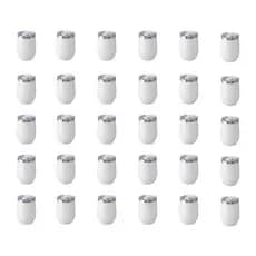 Kit 30 Copos Térmico Cuia De Cerveja Café Aço Inox 360ml Com Tampa Branco