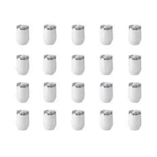 Kit 20 Copos Térmico Cuia De Cerveja Café Aço Inox 360ml Com Tampa (Branco)
