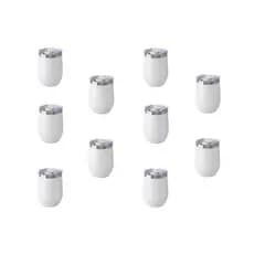 Kit 10 Copos Cuia Térmico De Cerveja Café Aço Inox 360ml Com Tampa Branco