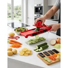 Cortador de Legumes Multifuncional 6 em 1 Mandoline Inox Fatiador Ralador de Frutas e Verduras
