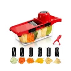 Mandoline Profissional 6 em 1 Cortador de Legumes Fatiador Ralador Inox com Protetor de Mãos