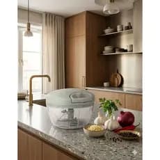 Mini Processador Manual 500ml Triturador de Alimentos 3 Lâminas Inox para Alho Cebola e Temperos
