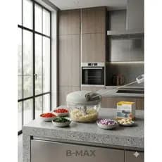 Processador Manual Multifuncional 500ml Triturador de Alho Legumes Frutas 3 Lâminas em Aço Inox