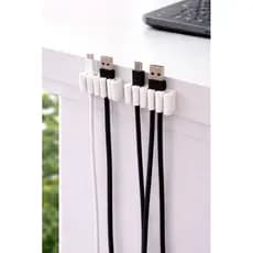 Kit com 4 Organizadores de Cabos Mesa – Suporte Porta Cabos USB, Carregador e Fone – Organizador de Fios