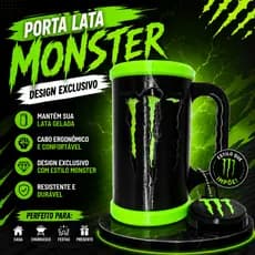 Suporte para Lata Monster Energy Caneca Porta Energético 473ml Estilo Gamer Geek Presente Criativo Estilo Copo
