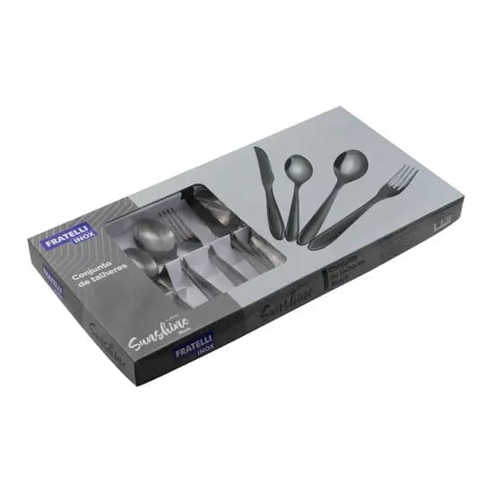 Faqueiro Jogo Talheres Black Aço Inox 24 Peças Sunshine Cor Preto - Fratelli