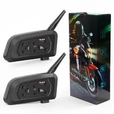 Par Intercomunicador V6 Plus Bluetooth Para Capacete Moto 1500m 6 Pilotos Cancelamento De Ruído