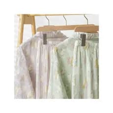 Todo o algodão gaze classe A pijamas feminino primavera verão calças de manga comprida puro algodão estilo fino primaver