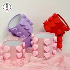 Qixi novo estilo amor caixa de flores redondo abraço balde arranjo de flores caixa de presente flor caixa de presente ar