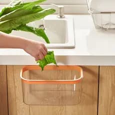 Nova lata de lixo transparente de parede, caixa de armazenamento de mesa simples, plástico, PET, cozinha, pequeno lixo p