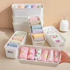 Leite branco caixa de armazenamento roupa interior calcinha meias separadas embutido Desktop organizador cesta gaveta di