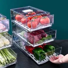 Nova caixa de armazenamento de geladeira gaveta caixa de armazenamento de cozinha grande Pull-out Freezer transparente e