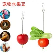 Animal de estimação papagaio pássaro coelho rato esquilo aço inoxidável garfo frutas alimentador pássaro brinquedo pássa